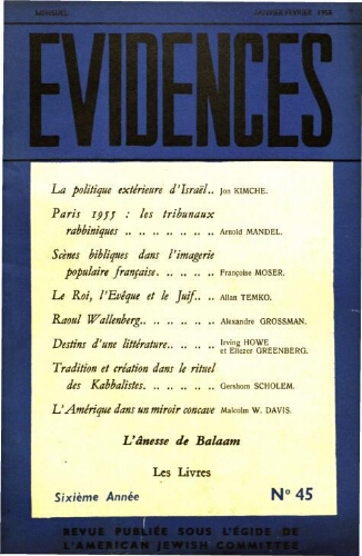 Evidences. N° 45 (Janvier/Février 1955)